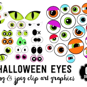 Digitale clipart-clipartset Spooky Halloween Eyes herfst herfst Griezelige illustraties