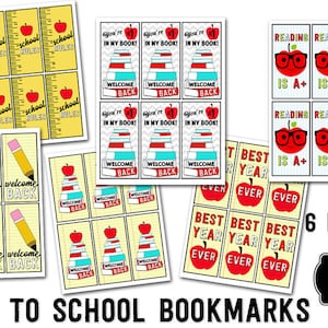 PRINTABLE  Back to School Bookmarks  Teacher First Day of School  PTO Book marks  Reading Bookmarks  INSTANT DoWnLoAd 6 Designs