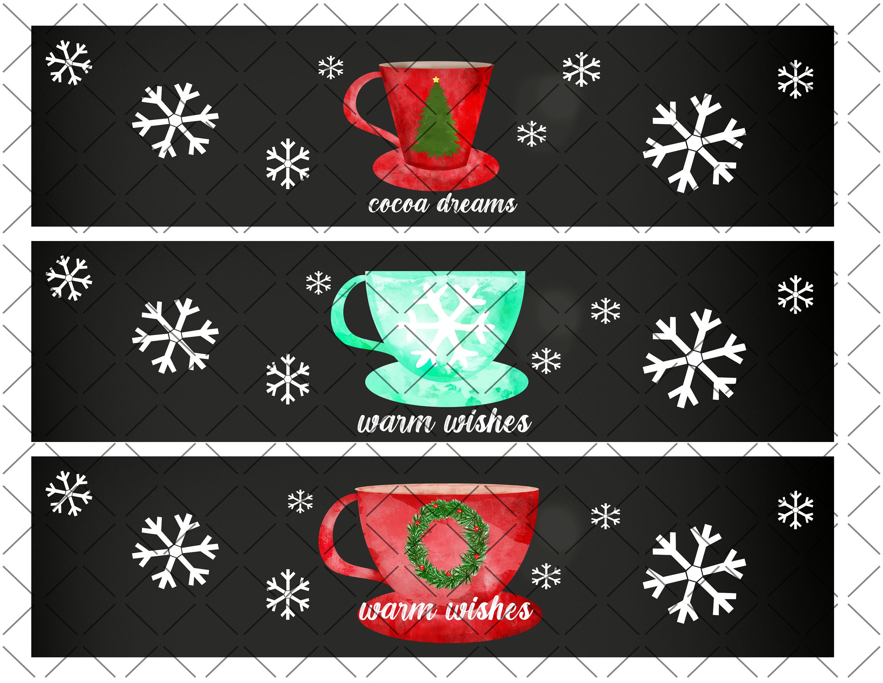 PRINTABLE Hot Chocolate Pack Wrap Tags Christmas Favor Hot Cocoa Treat ...