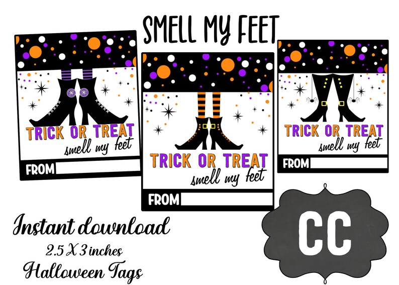 Printable Smell My Feet Digital Halloween Tags Trick or Treat - Etsy