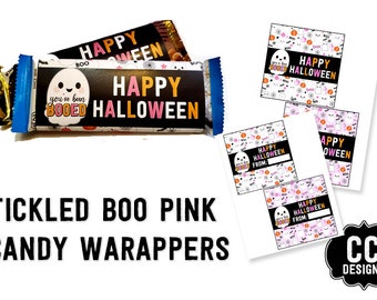 PRINTABLE Tickled Pink Boo Candy Wrappers Instant Download