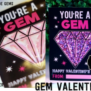 BLING IMPRIMIBLE Valentine Gem Glitter Tarjetas de San Valentín Tarjeta de interpolación Favores Tarjetas de amigos Tarjetas de fiesta Etiquetas recortadas DIY