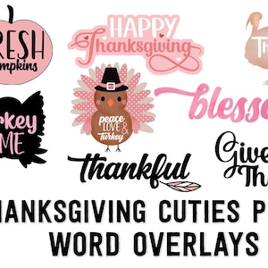 Thanksgiving Cute Pastel Clip Art, Word Art Card Invitations Set
