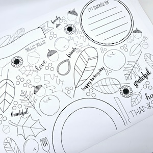 Doodle kids Thanksgiving Fall Scarica Party Game Tovagliette per pagine da colorare per famiglie stampabili digitali
