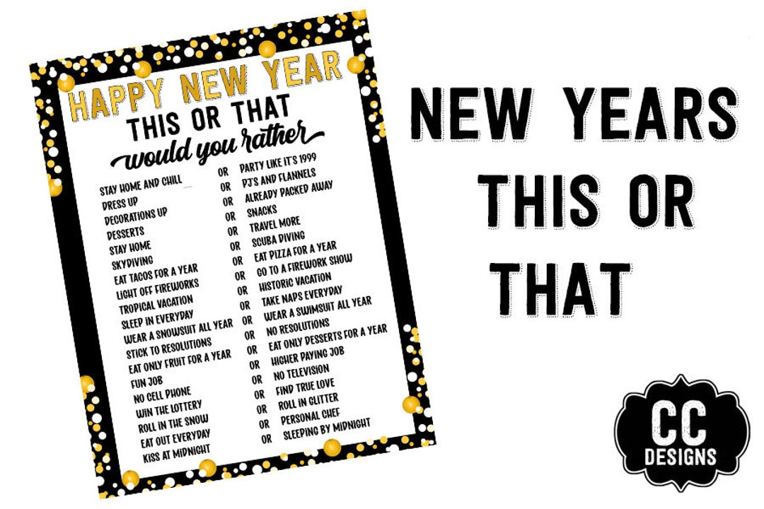 PRINTABLE New Year's Eve Party Game This or That Would You - Etsy