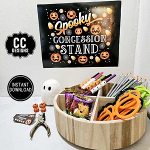 Halloween Concession Stand Druckbare Schilder und Tickets Klassenzimmer Belohnung, Schule Tanz Büro Party Concession Schilder Sofortiger Download PDF