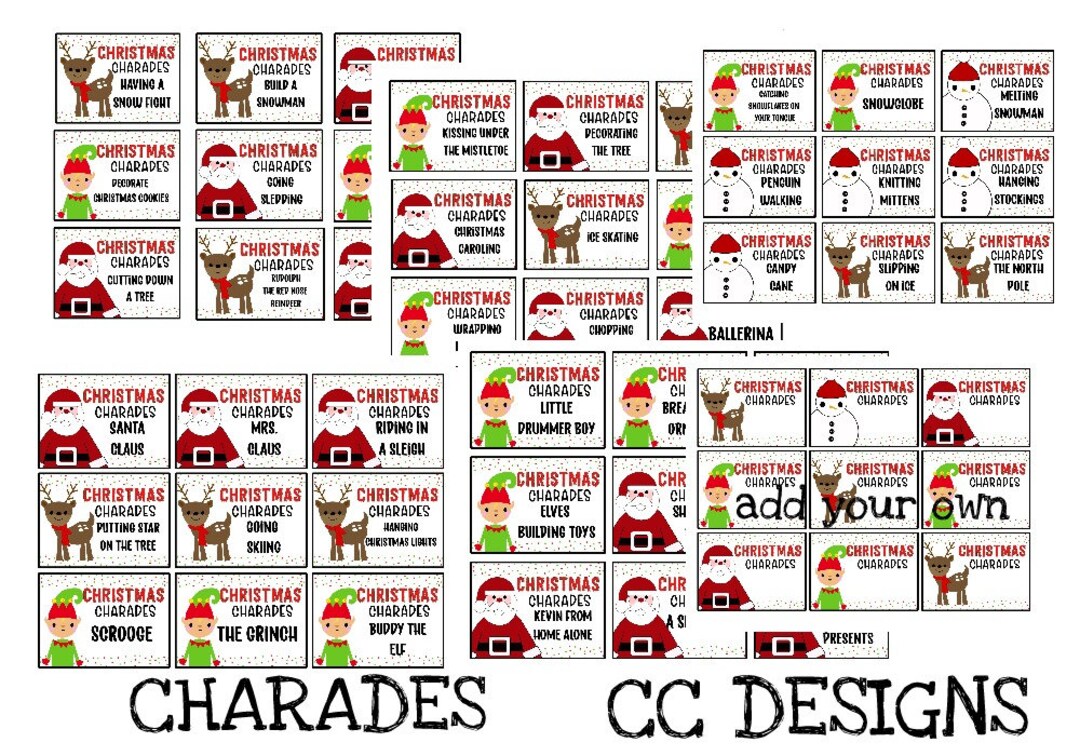 PRINTABLE Christmas Charades Family Kids Adult Game Fun Holiday Game ...