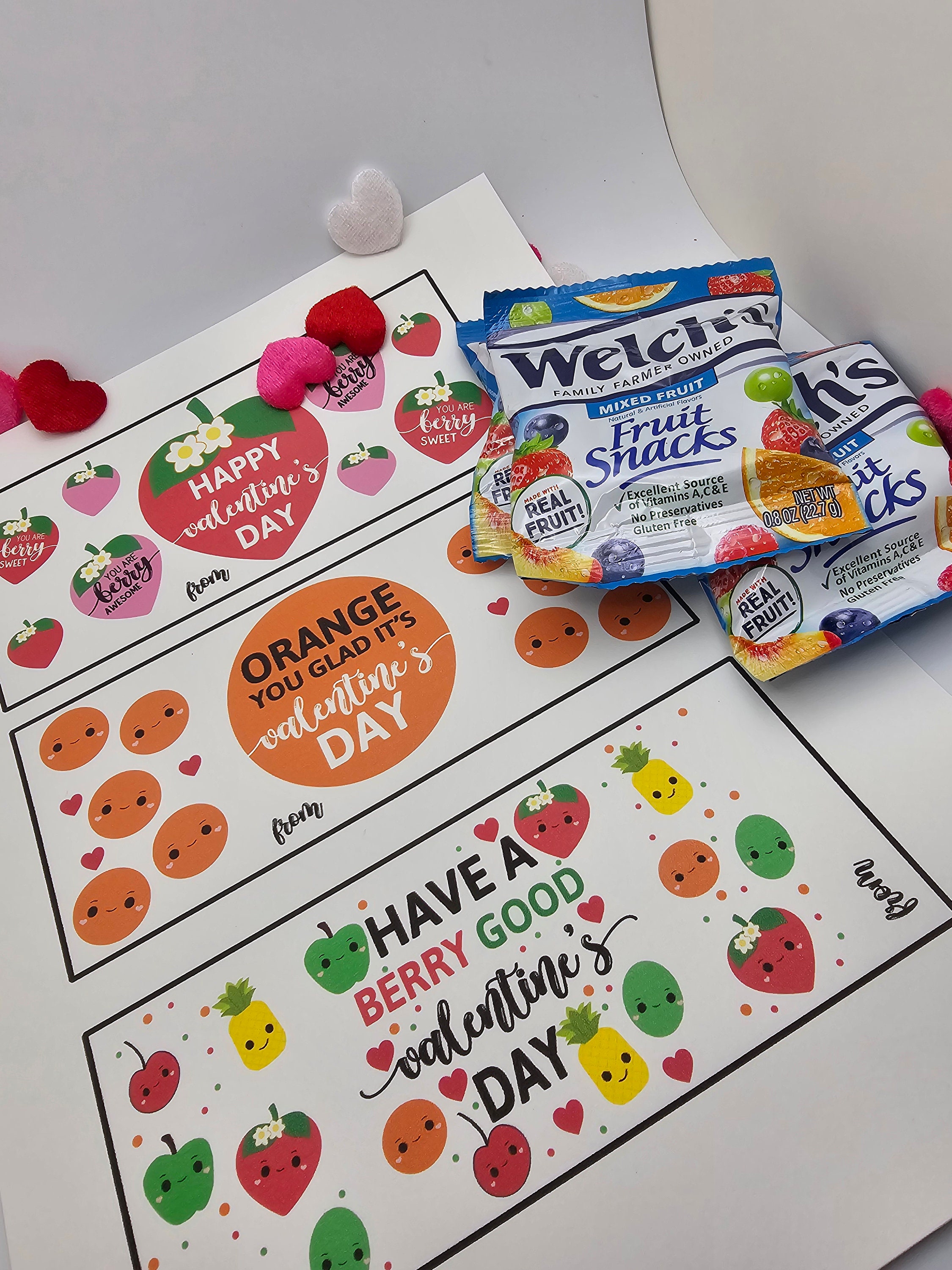 Valentine Printable Card Fruit Snack Valentine's Day Tag Favor Wrapper ...