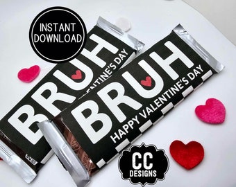 BRUH Valentine Printable  Candy Wrapper    Bruh Valentine&#39;s Day Candy Bar Wrap Tag