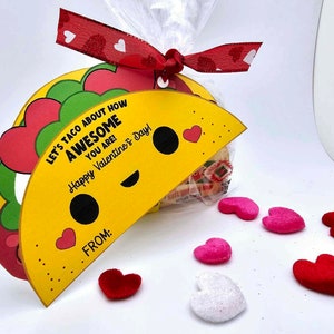 バレンタインの印刷可能なタコスカード バレンタインデーの切り抜きタコスのお菓子のタグ 子供用タコスのタグ