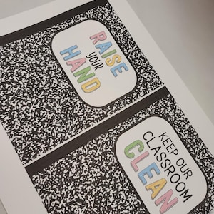 Classroom Rules Bulletin Board Compositional Notebook Poster Set  Class Rules Posters  Class Room Decor  Door Decor  PDF Instant Download