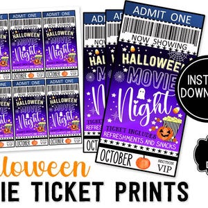Halloween Movie Night Digital Ticket Printable  Sparkle Nights Invitation Generalized Type Invite