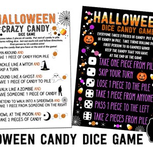 Halloween Crazy Candy Dice Game  I  Fun Spooky Halloween Printable Games  I  School Adults Kids Party Game I  2 Games PDF