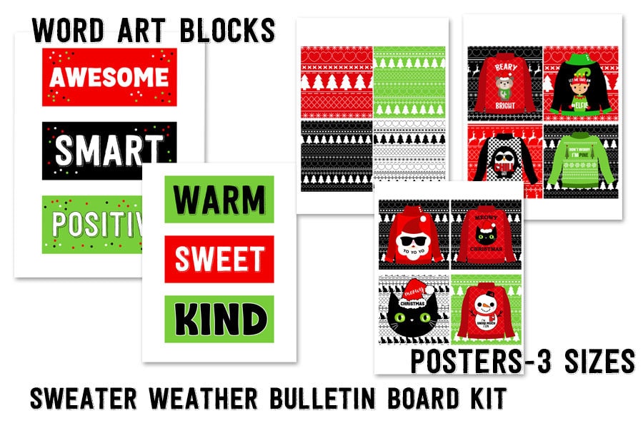 Sweater Weather Christmas Bulletin Board Holiday Ugly Sweater Bulletin ...