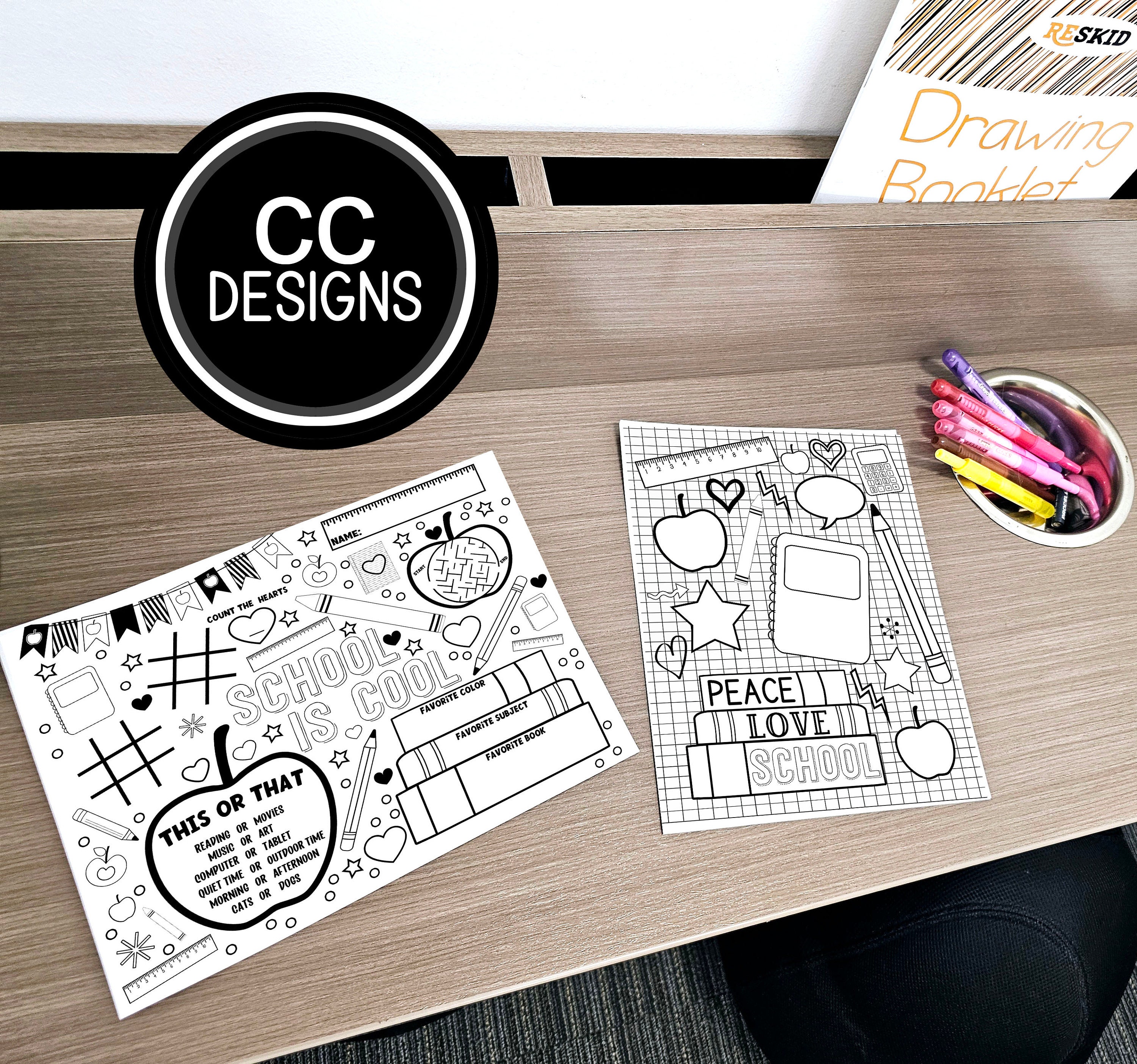 PRINTABLE Back to School Grades Doodle Activity and Coloring Sheets ...