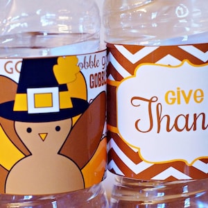 PRINTABLE - Turkey Cutie Water Bottle Label Digital Tag