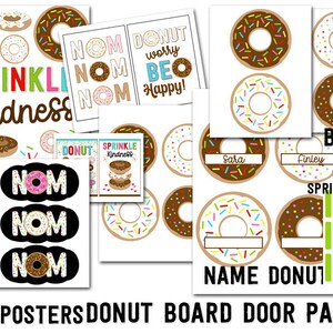 DRUCKBARE Donut Tür oder Bulletin Board Kit Set Spaß Banner Schilder Wort Ausschnitte Donut Name Schilder Lehrer Spaß Sofort Download