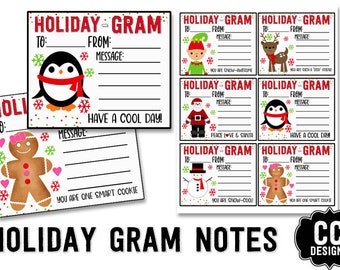 PRINTABLE  Holiday Gram Fundraiser PTO Tags  Candy Tags   Candy Gram Tags  Special Message NOTES  School Teacher Notes For Classroom