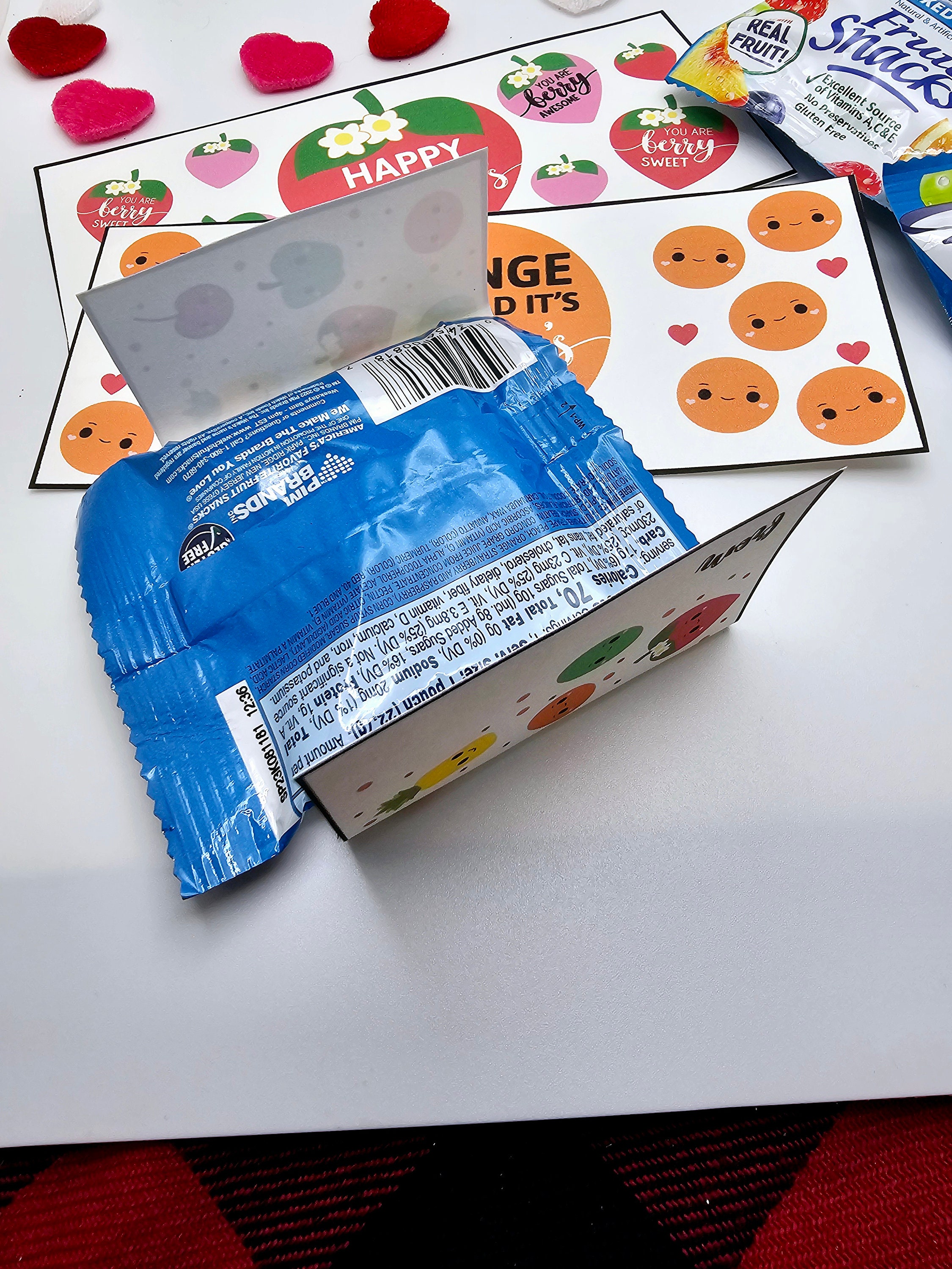 Valentine Printable Card Fruit Snack Valentine's Day Tag Favor Wrapper ...