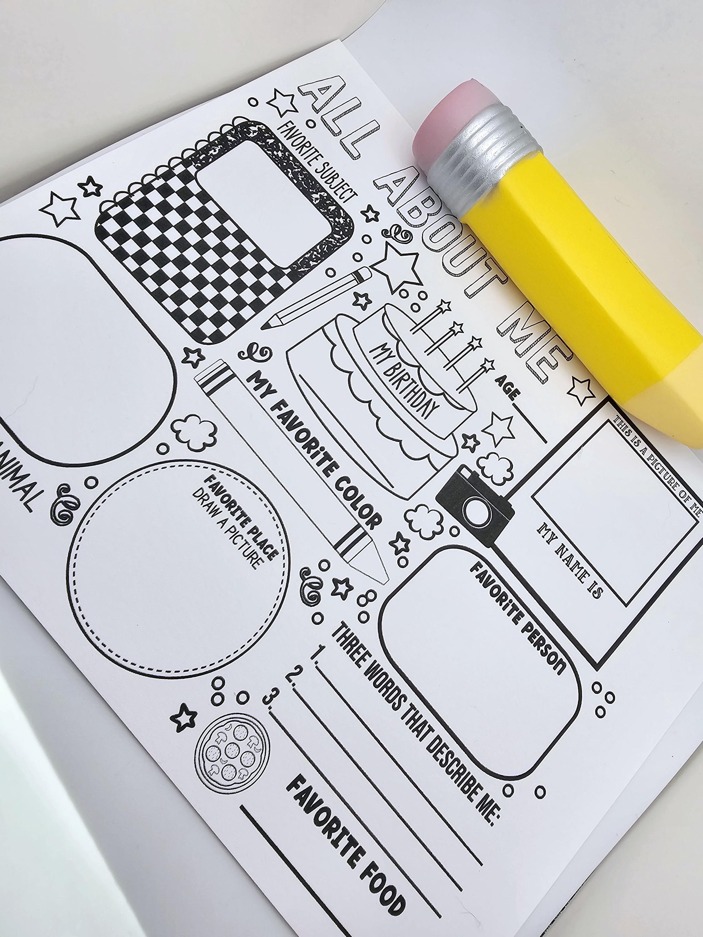 SCHOOL PRINTABLE- All About Me Doodle and Game Kit Teacher Resource ...