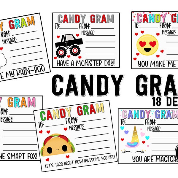 STAMPABILE Candy Gram PTO Raccolta fondi Classe Nota Insegnante Incoraggiamento Amore Piccoli promemoria Download immediato