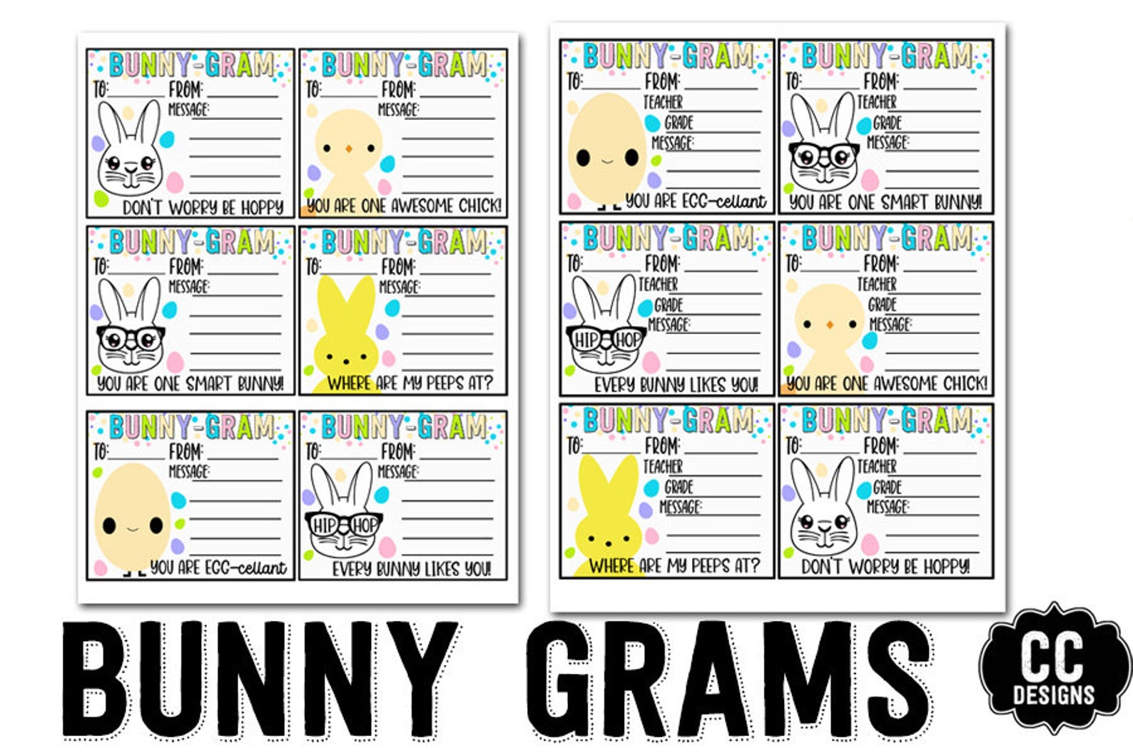 PRINTABLE Bunny Gram Candy Easter PTO Fundraiser Printable Cute Bunny
