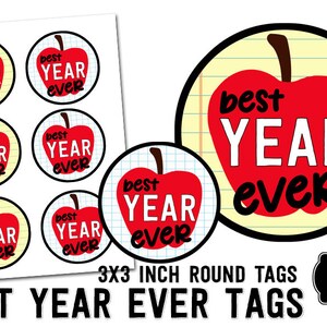 PRINTABLE  Best Year Ever  Digital Round tags  School gift Tags  Food Tags  Treat Tags