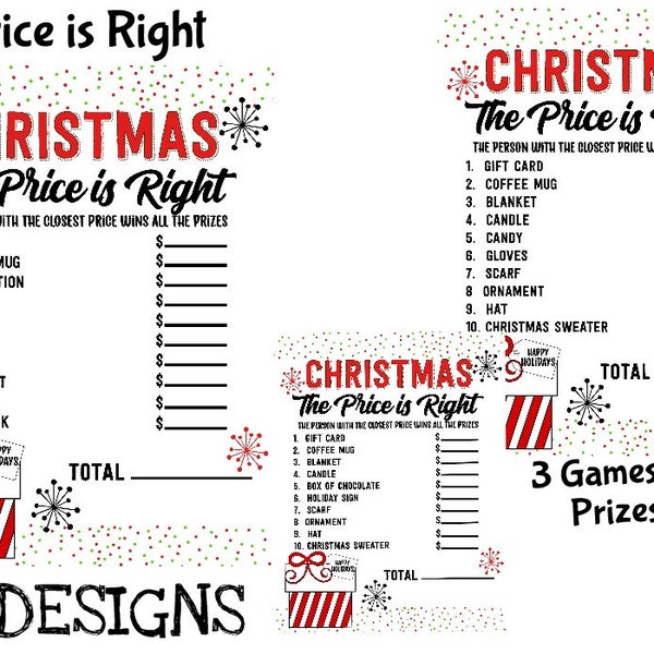 PRINTABLE - Price is right Gift Basket Game    Christmas Stocking Game    Game with Prize    Price Xmas Games   INSTANT DOWNLOAD