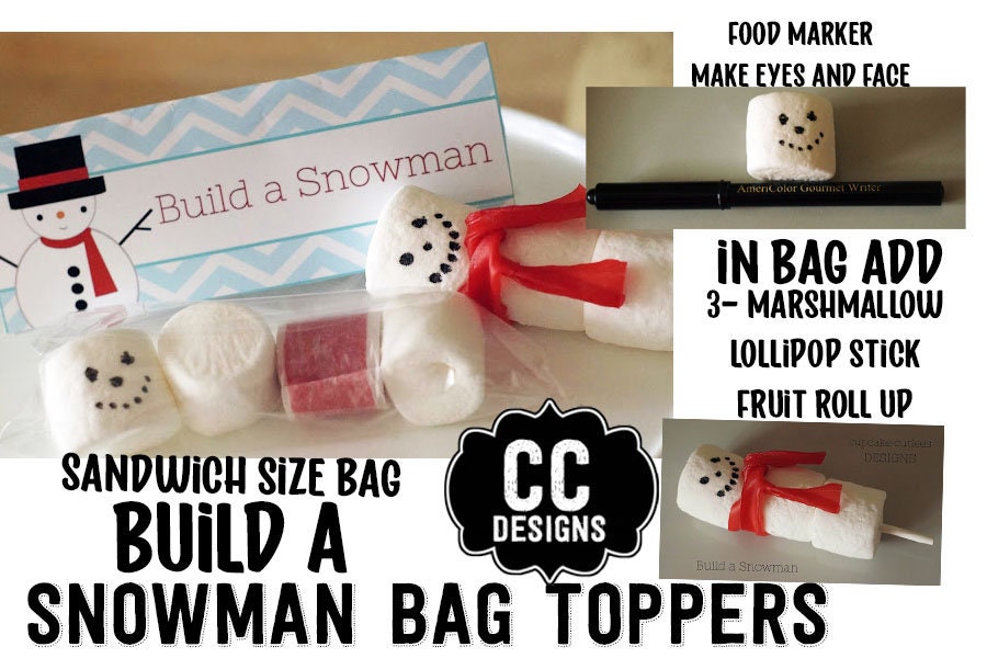 PRINTABLE Snowman Bag Topper Ziploc Bag Topper School Treat Etsy