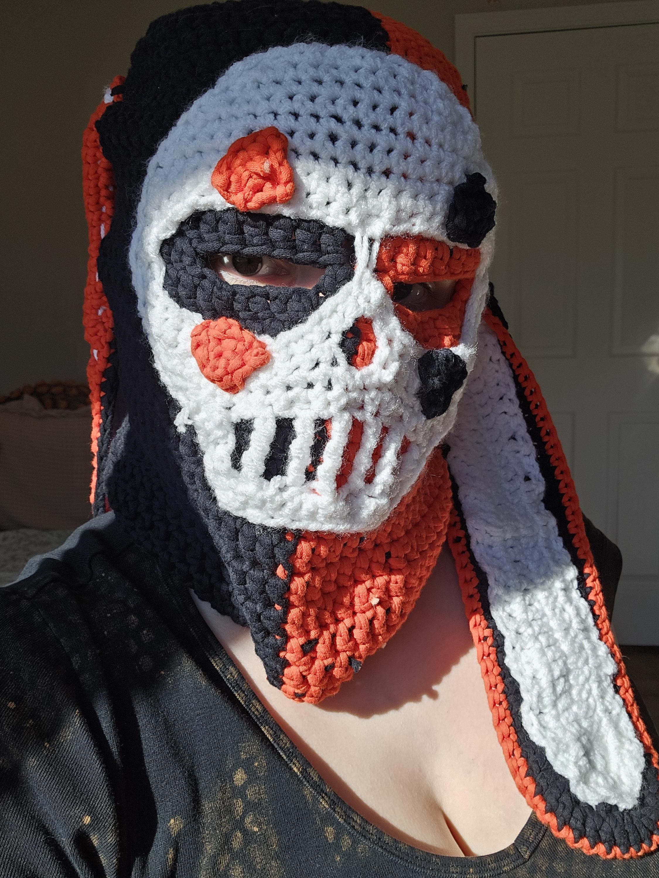 Sugar Skull Crochet Ski Mask Hat Halloween costume This fish net inspired ski mask is a part of my underwater  main image 2