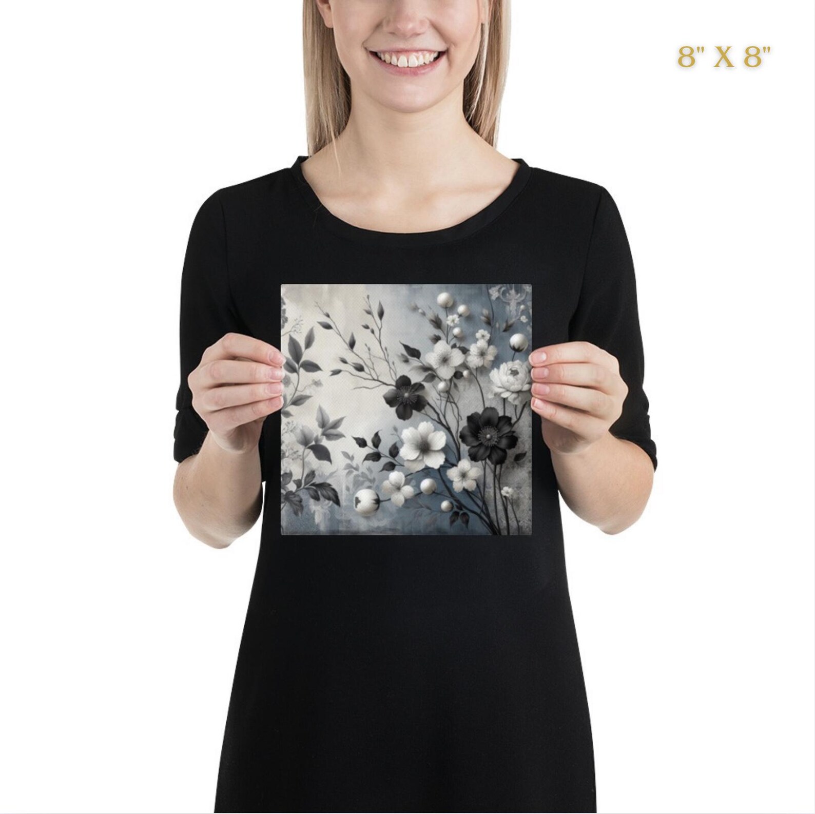 Black and White Flowers Canvas Wall Art | Minimalist Floral Line Art ...