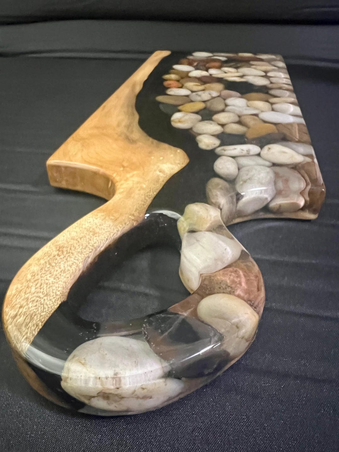 Myrtle Wood, River Rock, and Resin Serving Board for Charcuterie ...