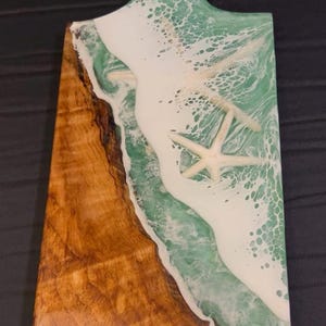 Live Edge Maple Burl Charcuterie Board: Quilted Wood & Ocean Resin