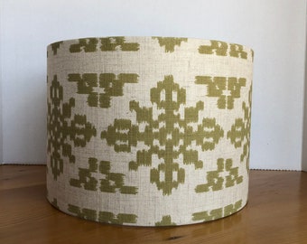 Green Aztec  Linen Look Fabric Lampshade