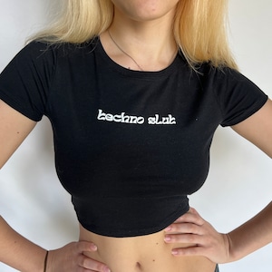 techno slut baby tee - rave crop top