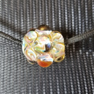 Pyrex Glass Bead Heavy Clear dots amber Purples