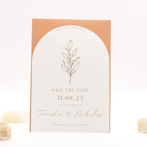 Arch Botanical Save the Date, Modern Line Art Save Our Date, Bohemian Wedding Invites | PRINTED | KAIA COLLECTION