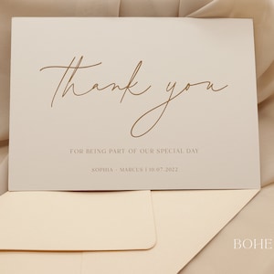 Botanical Folded Custom Thank You Cards, Modern Minimalist Design | PRINTED | KAIA COLLECTION