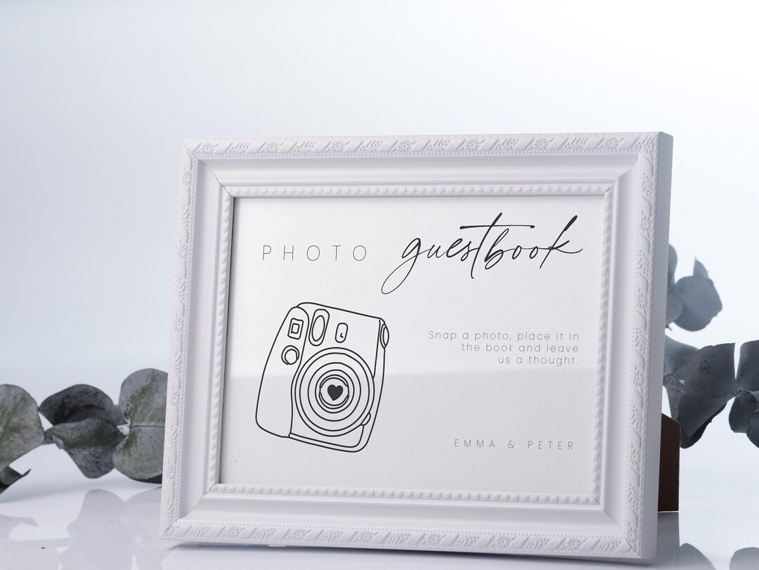 Minimalist Wedding Photo Guestbook Sign, Cursive Font, Simple, Modern ...