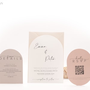 Elegant Minimalist Wedding Invitation Suite, Cursive Fonts, Simple, Modern and Chic Invite | PRINTED | EMMA COLLECTION