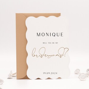 Wave Cut Bridesmaid Proposal Card, Elegant Wedding, Cursive Font, Will you be my Maid of Honour Invitation | PRINTED | SIERRA COLLECTION