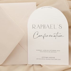 Arch Confirmation Invitation , Modern Simple Minimalist Design, Arched Shape Invite Card | PRINTED | ELLE COLLECTION