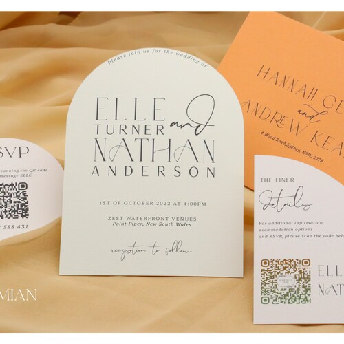Arched Modern Wedding Invitation Simple Modern Minimalist Etsy Australia