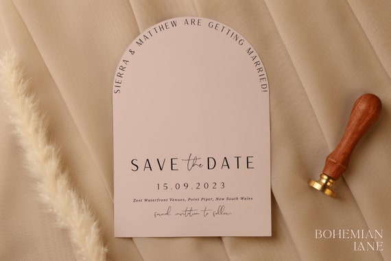 Arch Save The Date Card, Simple Modern Invitation, Custom Minimalist Arched Invite | PRINTED | SIERRA COLLECTION