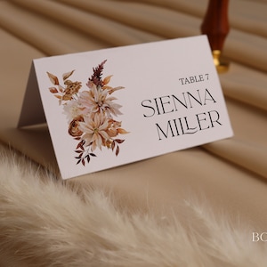Bohemian Folded Place Card, Autumn Wedding Name Card, Terracotta Folded Card | PRINTED | ROUX COLLECTION