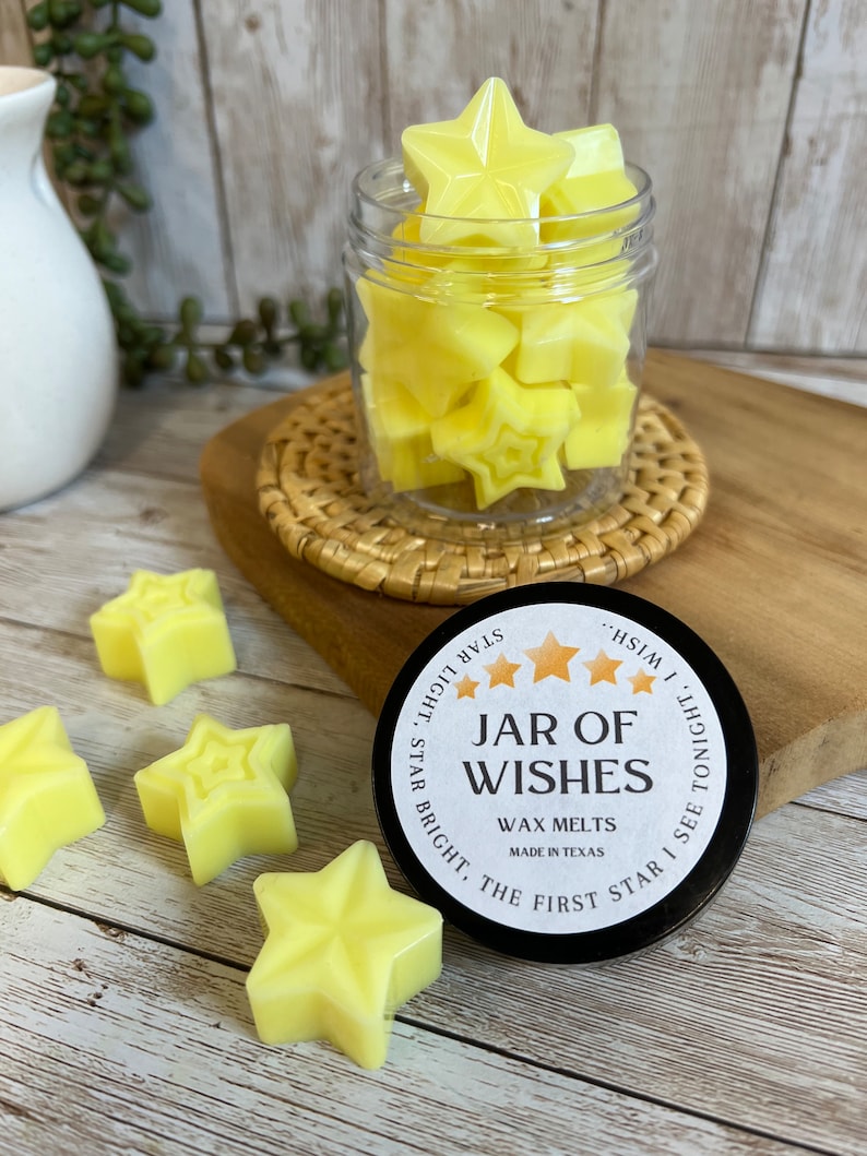 Wishing Jar Wax Melts Star Shaped Wax Tarts Melts for Wax Warmer Room Décor Astrology Vibes Hand Poured Yellow Stars image 1