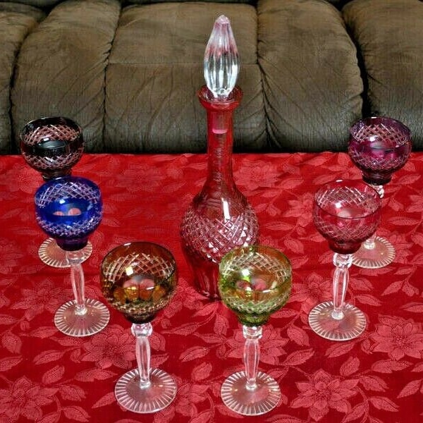 Colored Lead Crystal Glasses Etsy