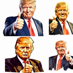 Donald Trump 8 Clip Art Digital Designs Graphic Image Bundle Thumbs Up Successful Winning Happy Commercial Use PNG