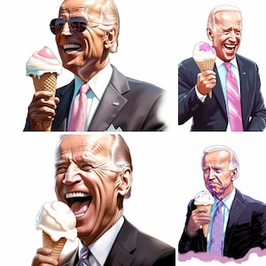 Joe Biden Ice Cream Clip Art Digital Designs 12 Graphic Image Bundle Sleepy Asleep Funny Puppet Laugh Icecream Trump Commercial Use PNG