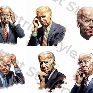 Verwirrte Biden 12 Clip Art Digitale Designs, Grafikbild-Bundle, Verloren Angst erschrocken, Brandon befragend Lustige Kommerzielle Nutzung PNG